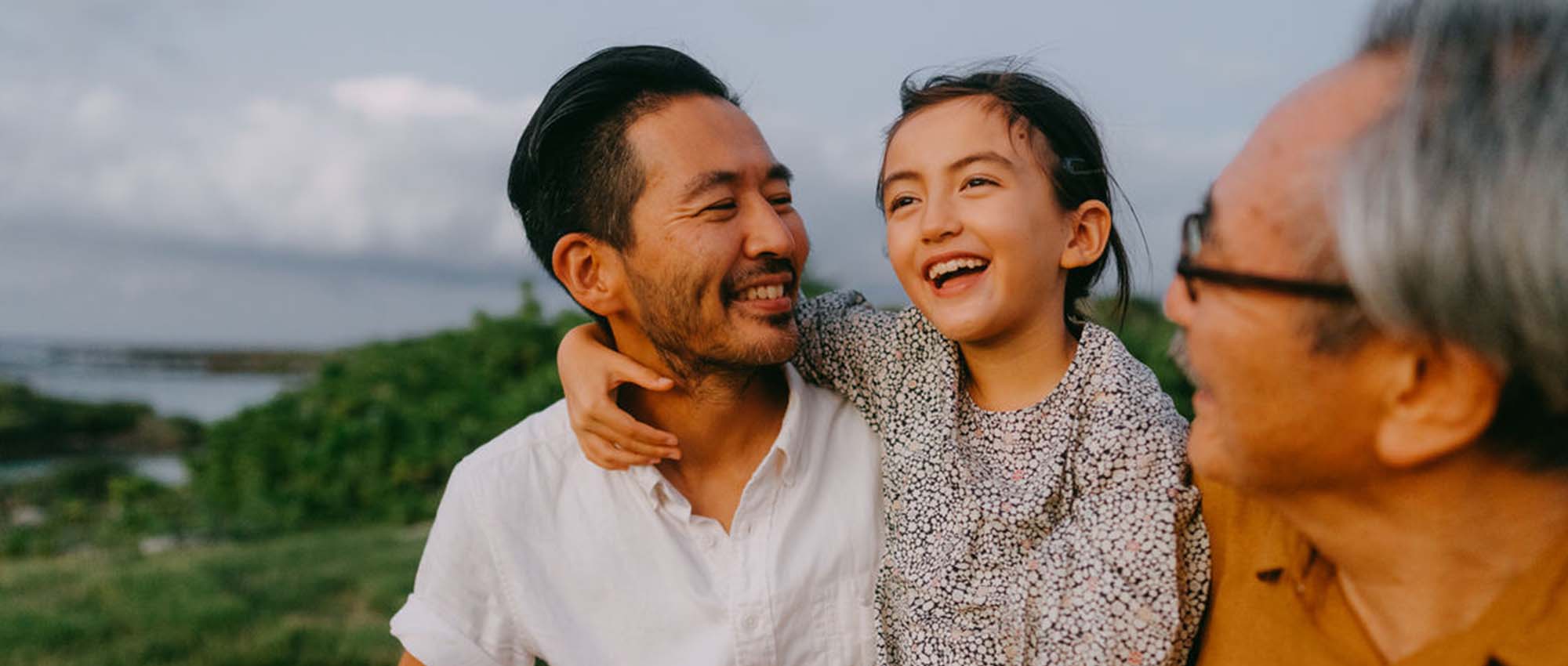 Men with child outdoors