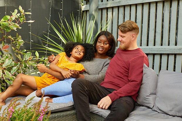Family in garden