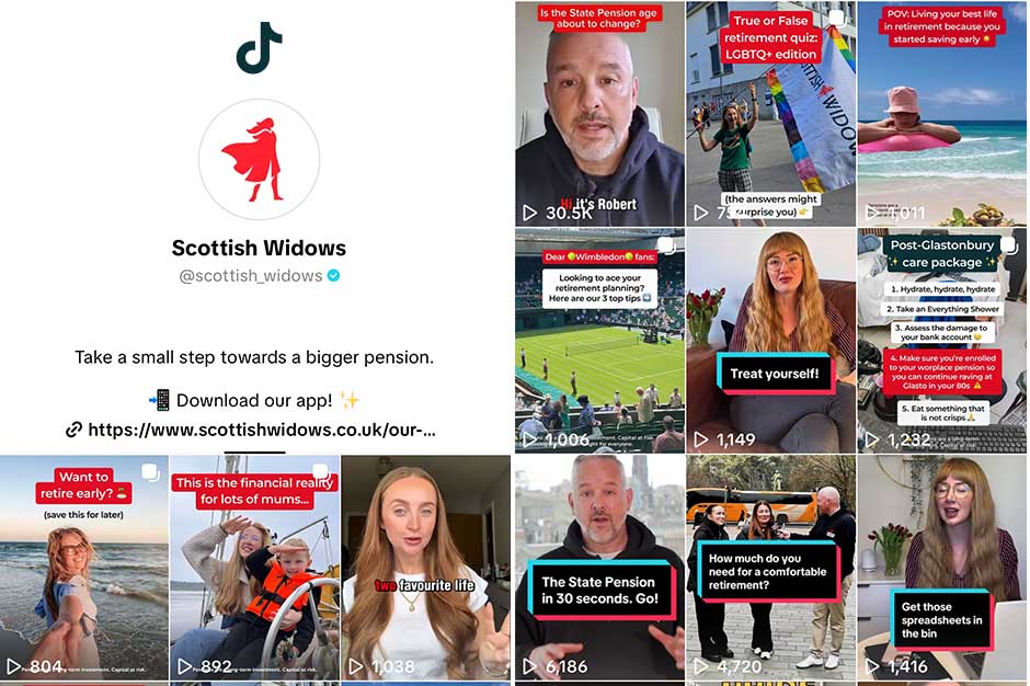 Tik Tok image show Widow icon and lots of photos of Tik Tok posts.