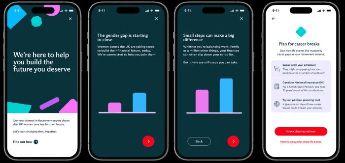 Screenshot of career break modelling tool for mobile device.