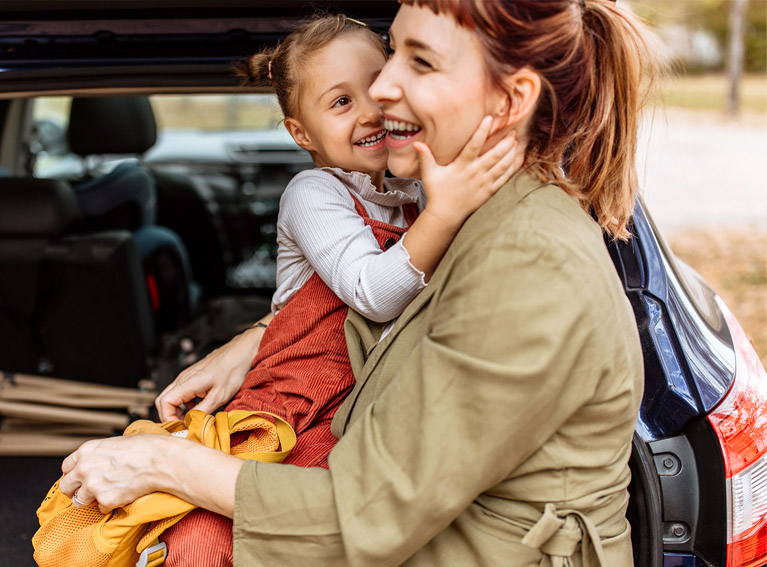 Lady carrying child